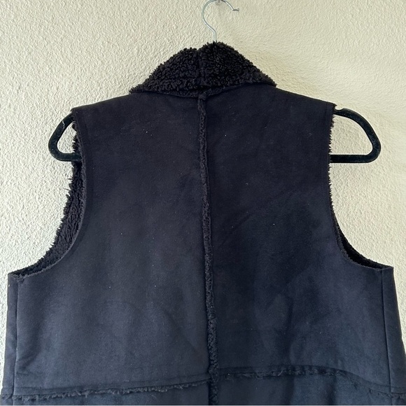Caslon Women’s Vest Cadigan Large Black Large Teddy Collar Layer Fall Cozy Cabin - Picture 9 of 10